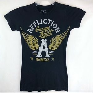 Affliction garage built black shirt size M